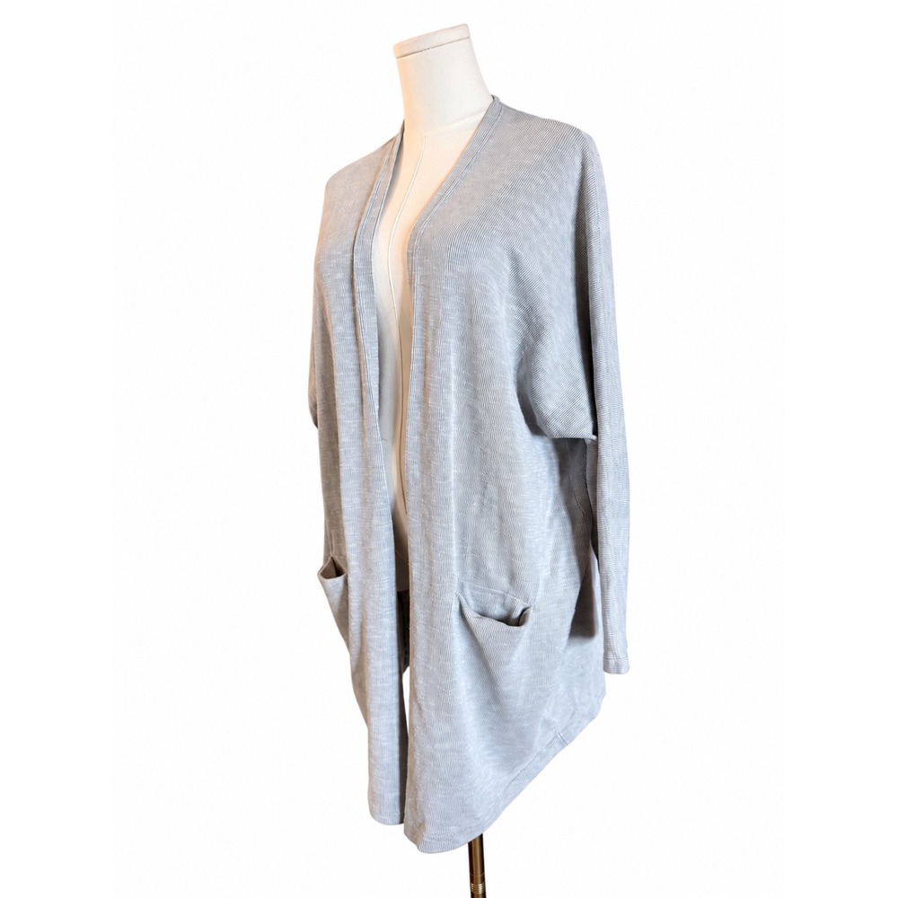 DONNI | Gray Micro Stripe Oversized Cocoon Cardigan OSFA